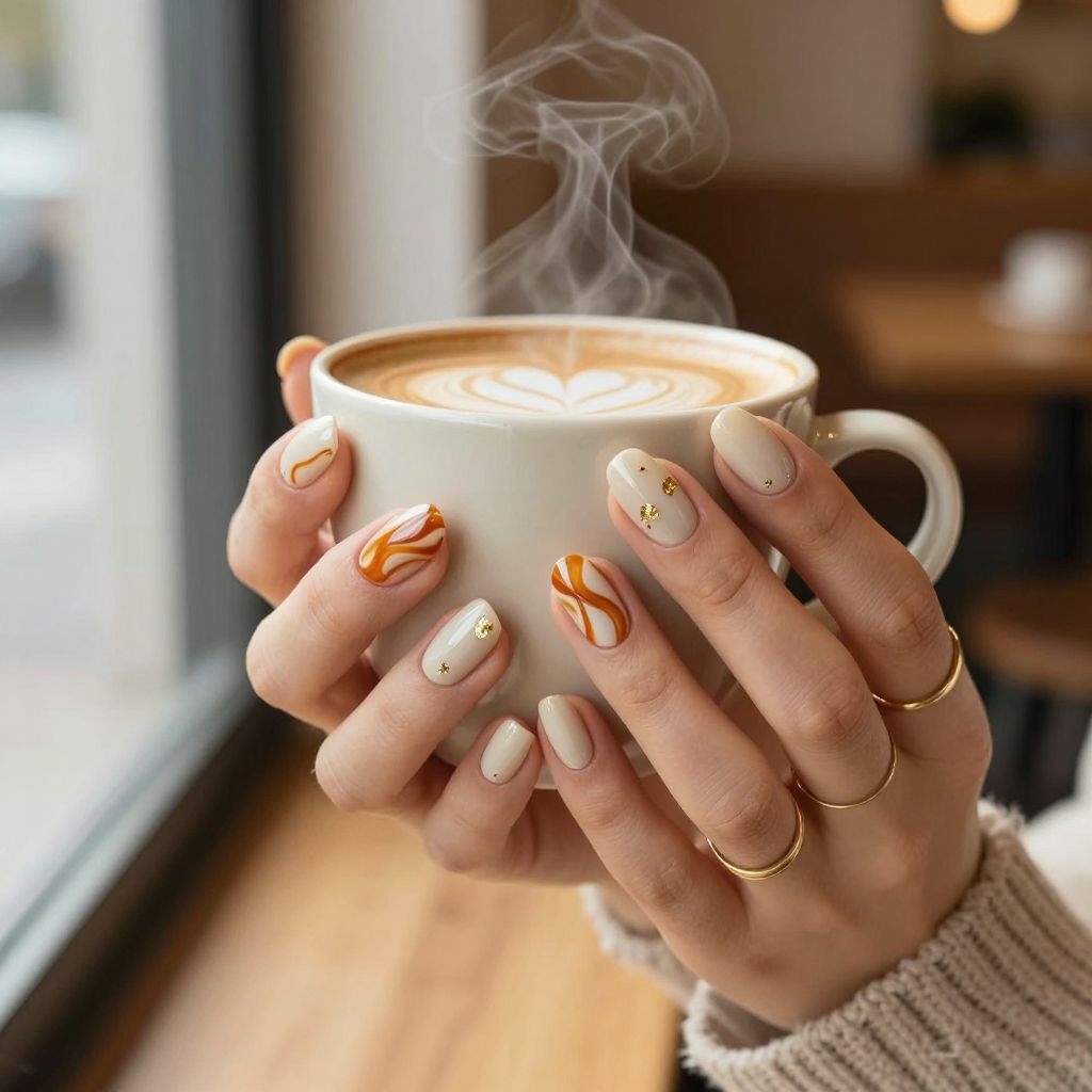 Pumpkin Latte Swirl fall nails