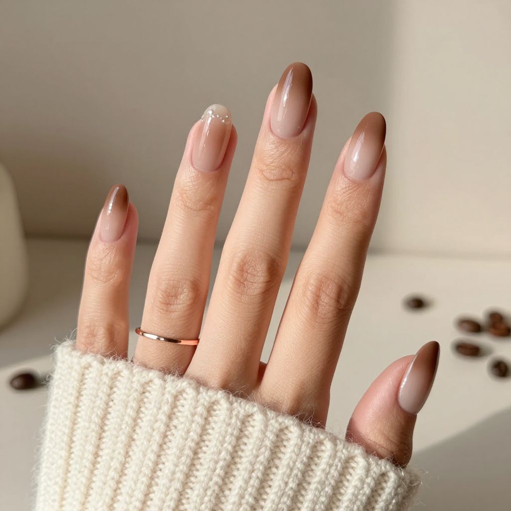 Soft mocha ombre fall nails