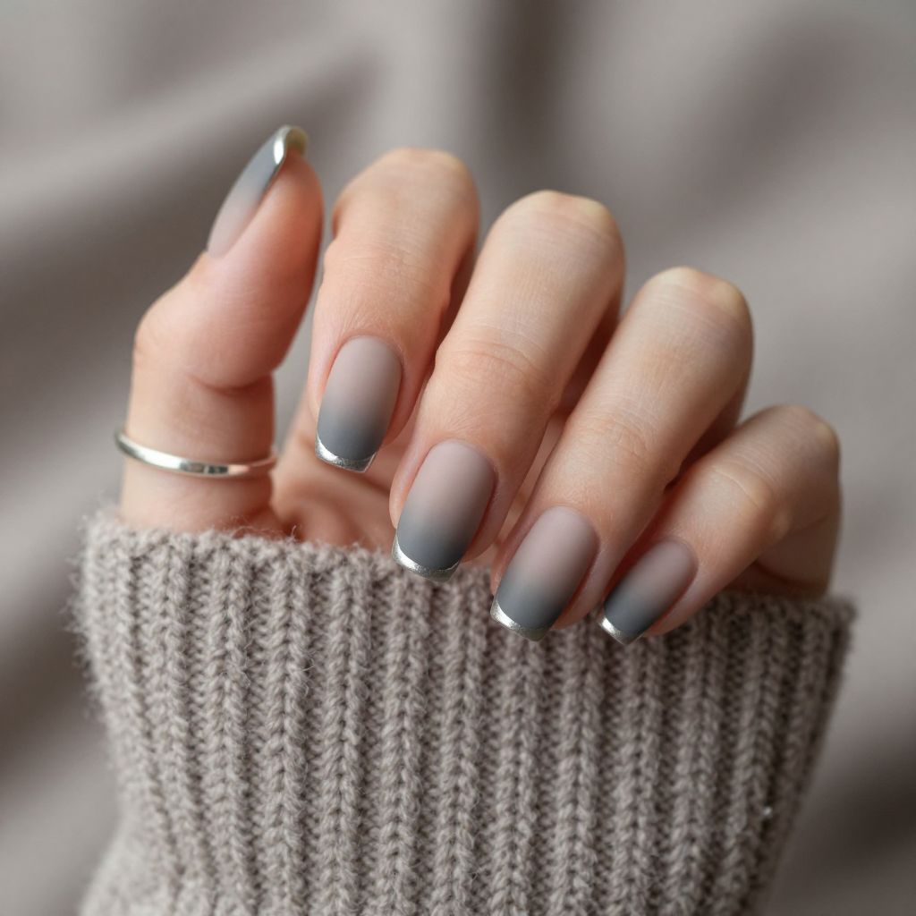 Smoky taupe gradient fall nails