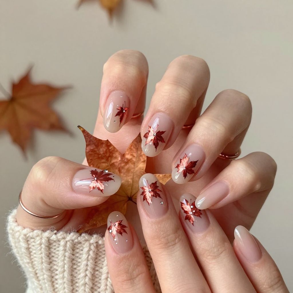 Maple leaf foil fall nails