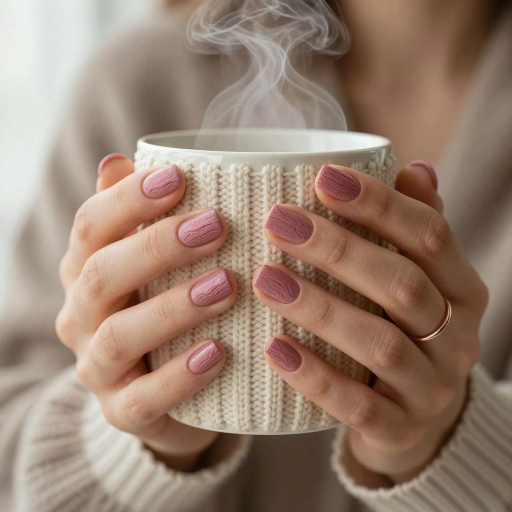 Cozy cable knit texture fall nails