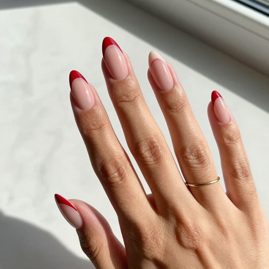 Cute February Nail Ideas - Classic Red French Tips