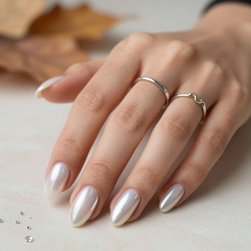 Glazed Ghost Chrome Nails