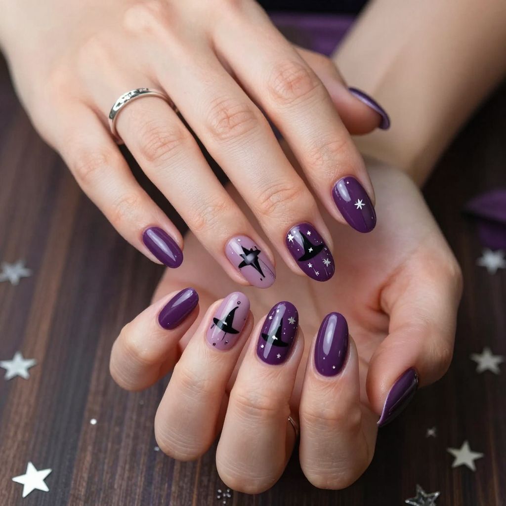Purple Witch Hat Nails