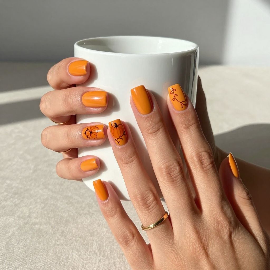 Pumpkin Orange Cream Nails