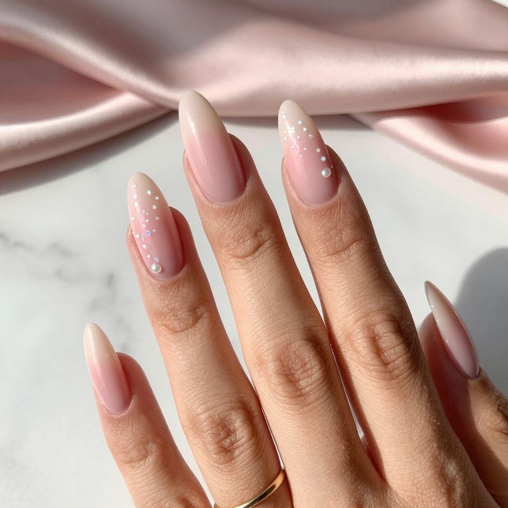 Soft Pink Ombre with Pearl Accents