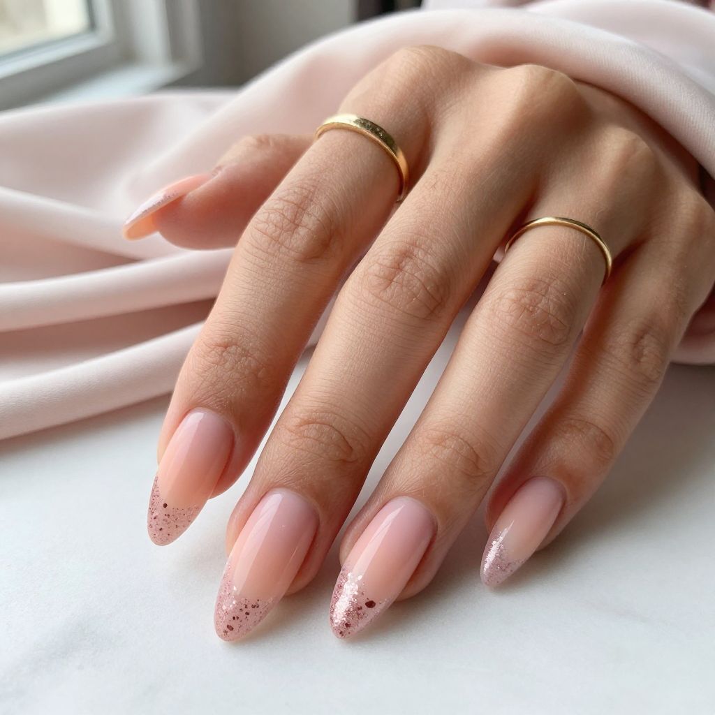 Peach with Ombre to Pink Glitter