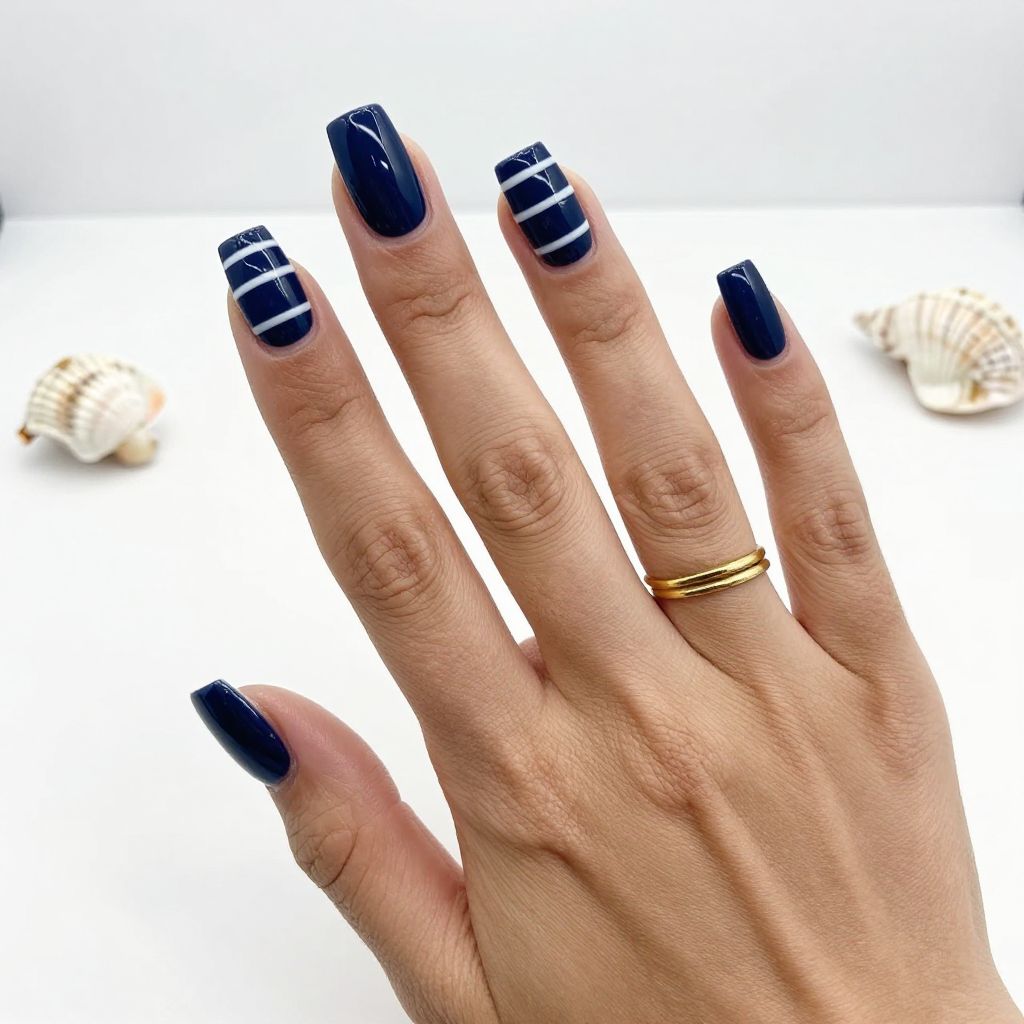 Navy Blue with White Striped Pattern