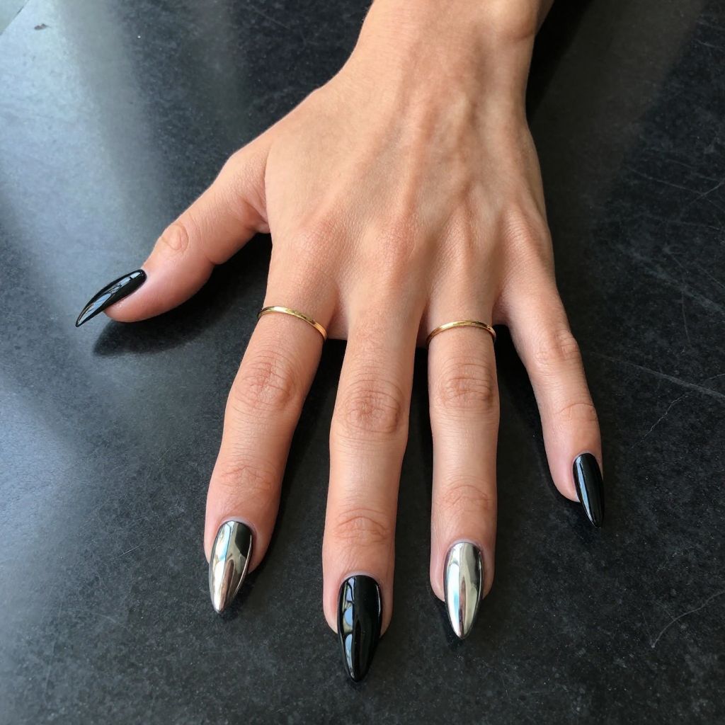Glossy Black with Chrome Tips