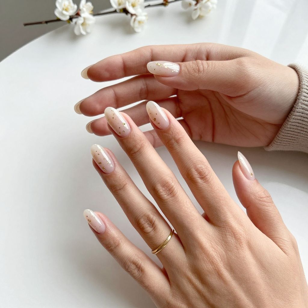 Milky Nude With Gold Flecks