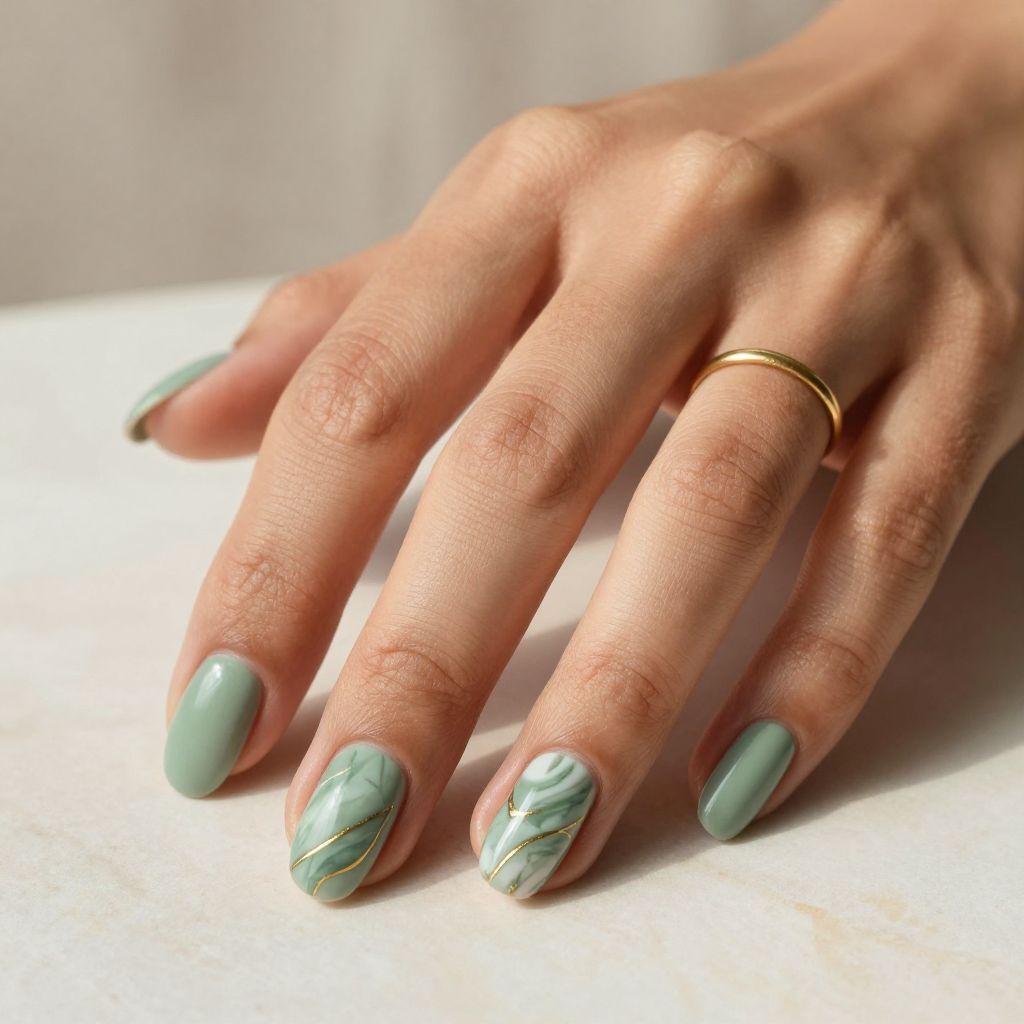Sage Green Marble with Gold Veining