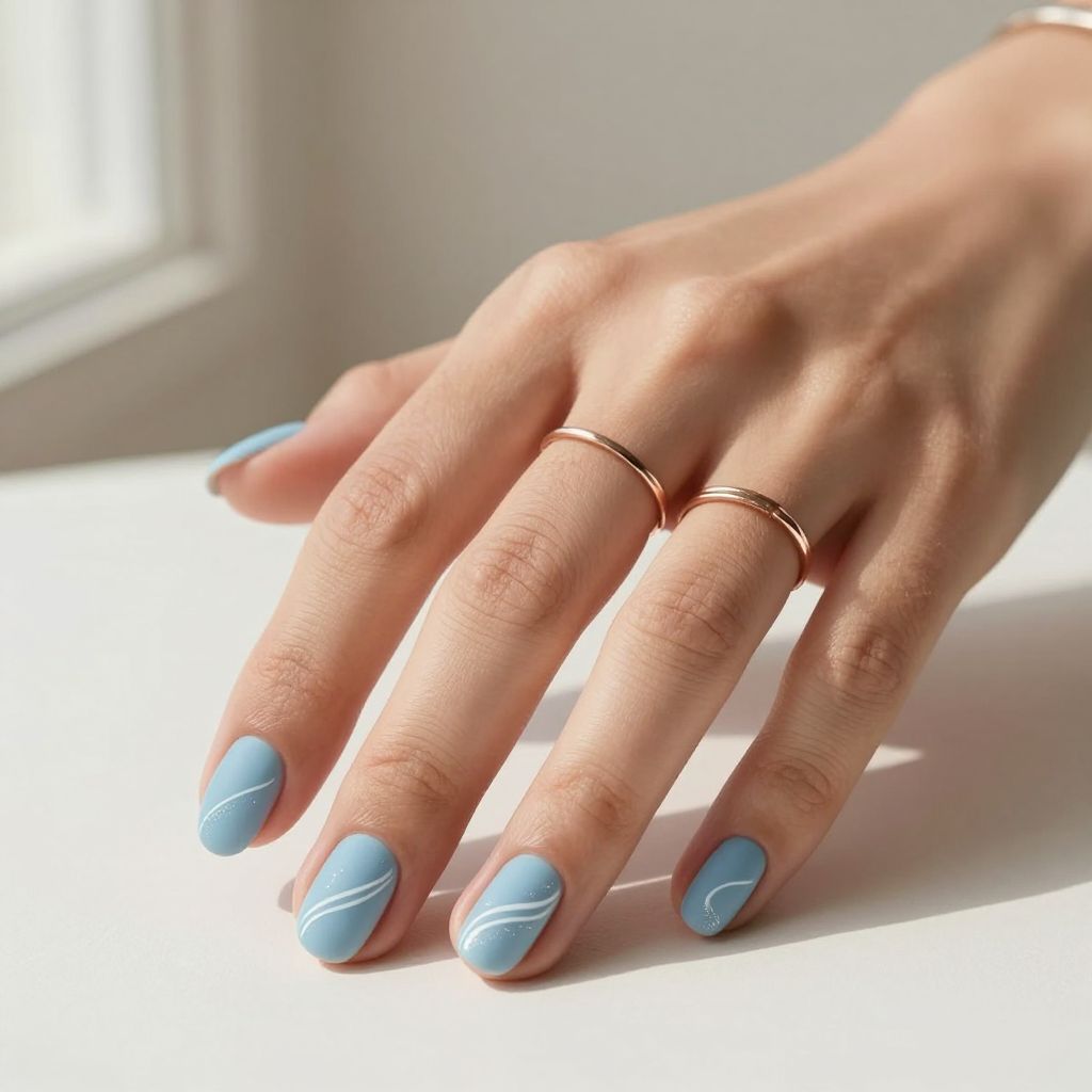 Soft Blue with Tiny Wave Design