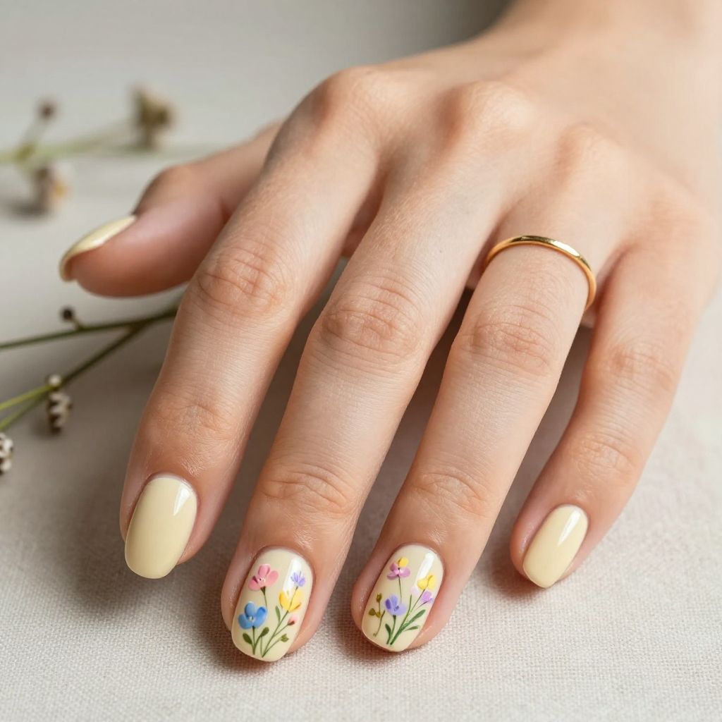 Cream with Scattered Tiny Flowers