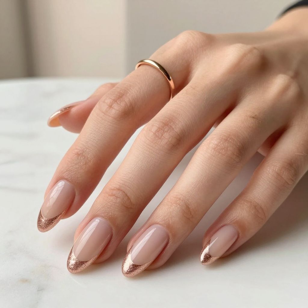 Nude Sparkle French Tips