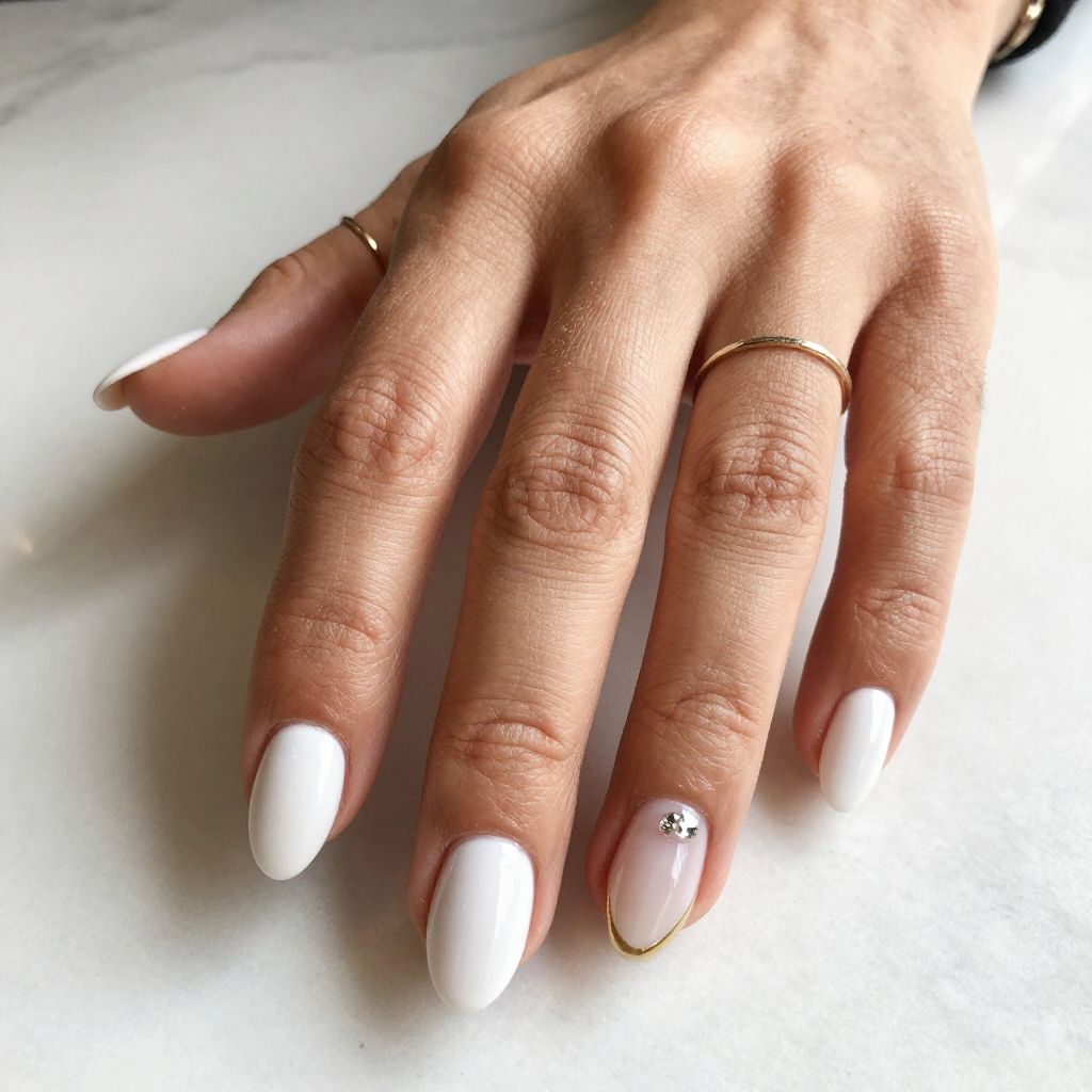 Classic White Manicure with Subtle Design