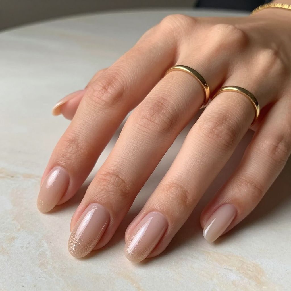 Nude with Sparkle Gradient Tips