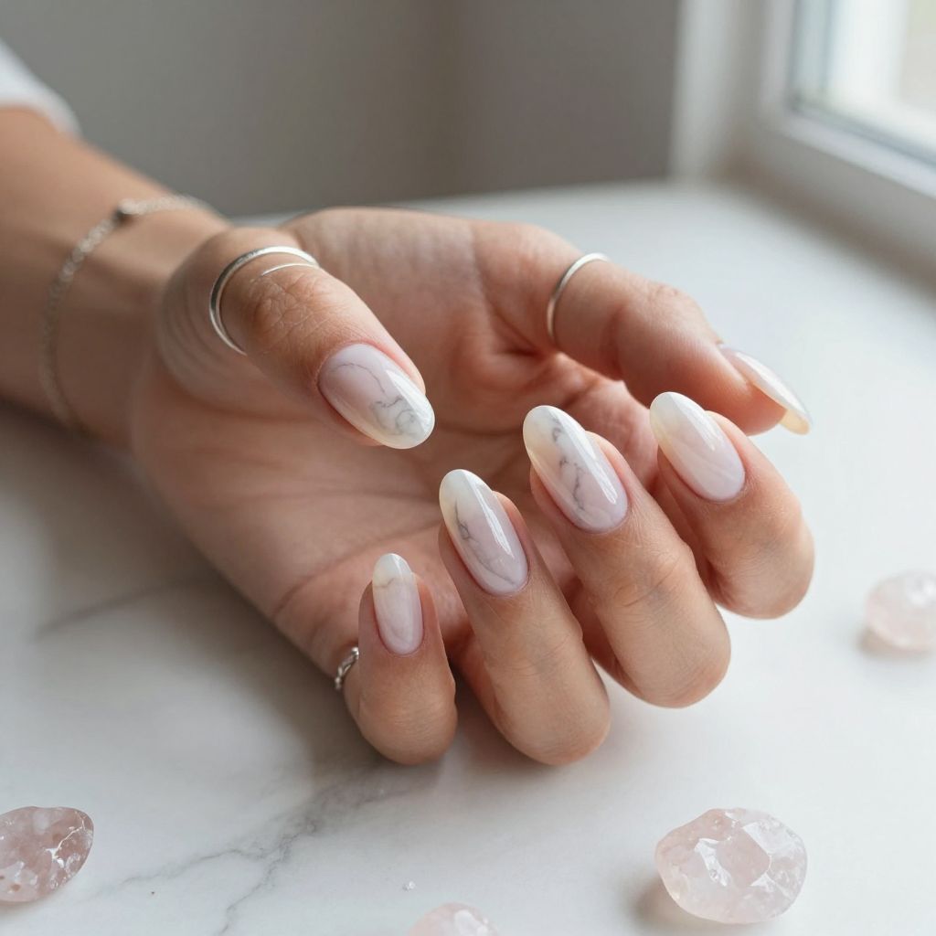 Milky Quartz Coffin Nails