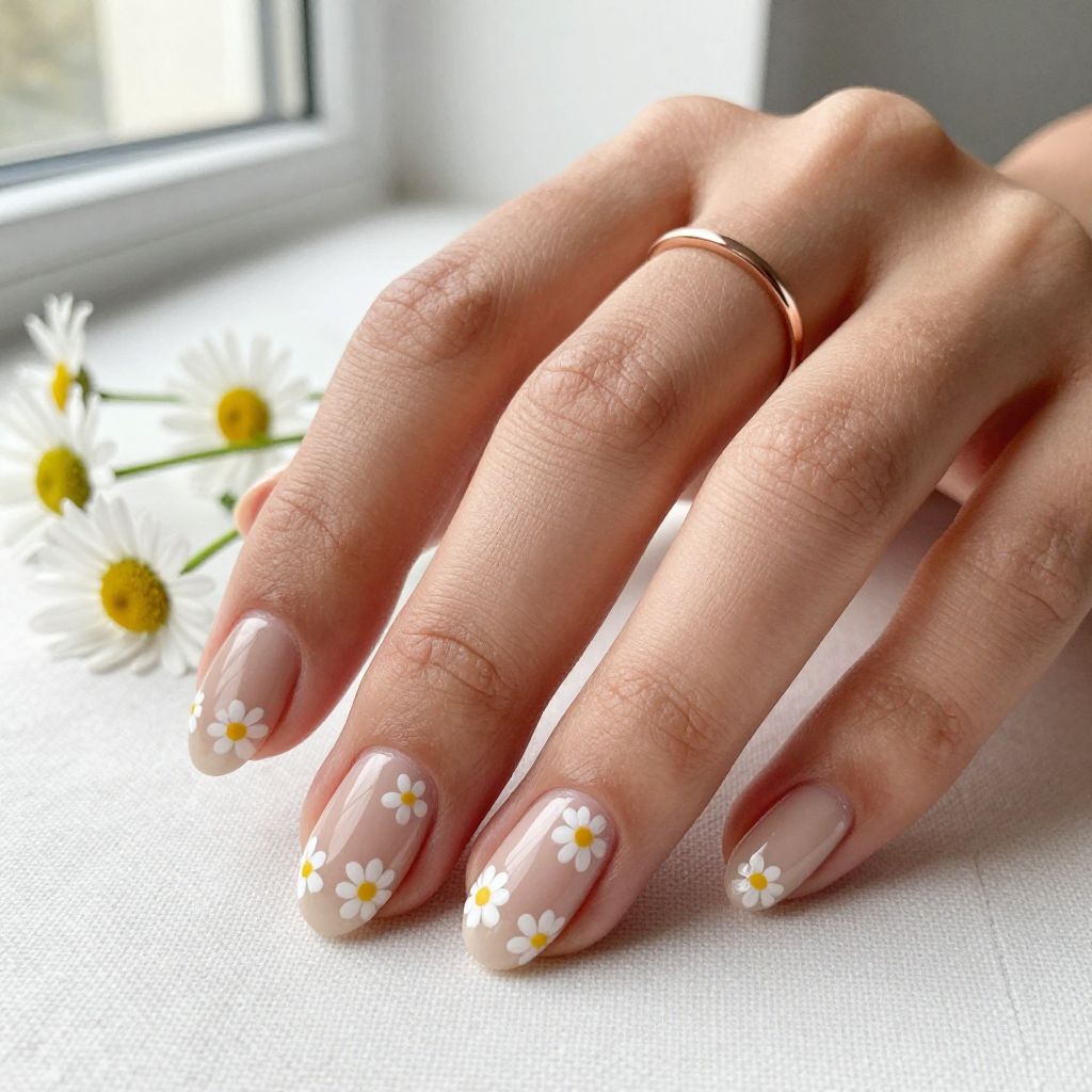 Tiny Daisy Chains on Nude Base