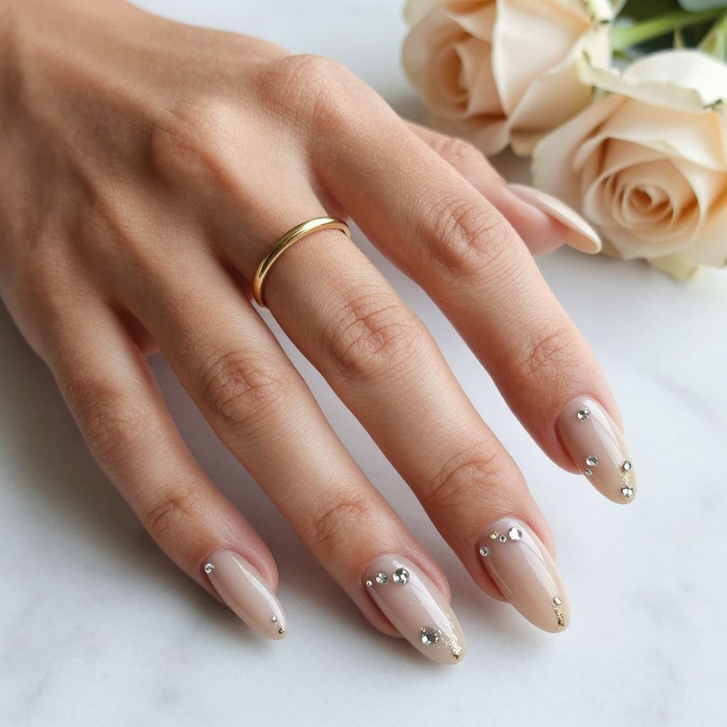 Champagne with 3D Rhinestone Embellishment