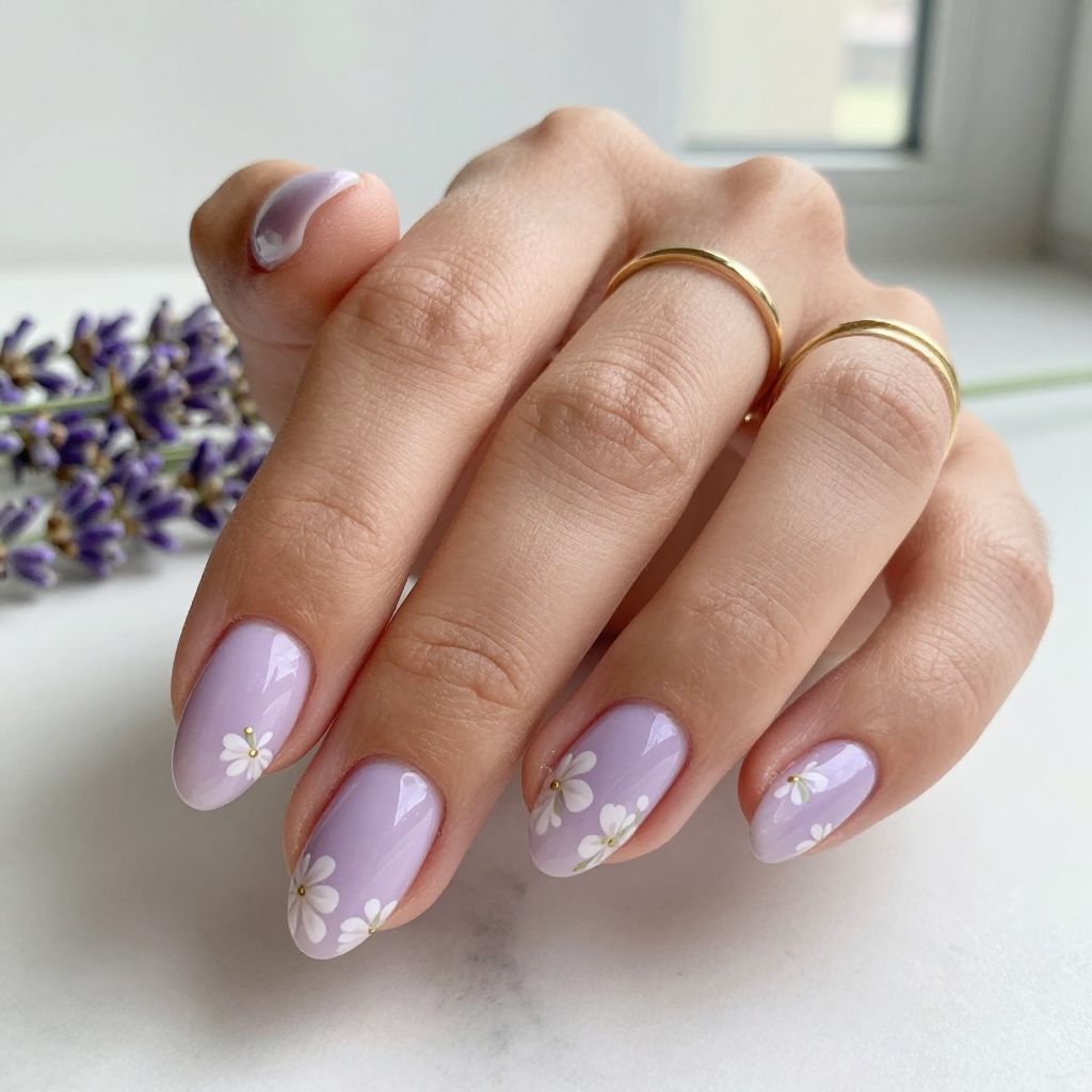 Lavender Bloom with White Petals