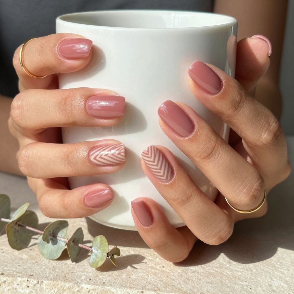 Dusty Rose with Herringbone Pattern