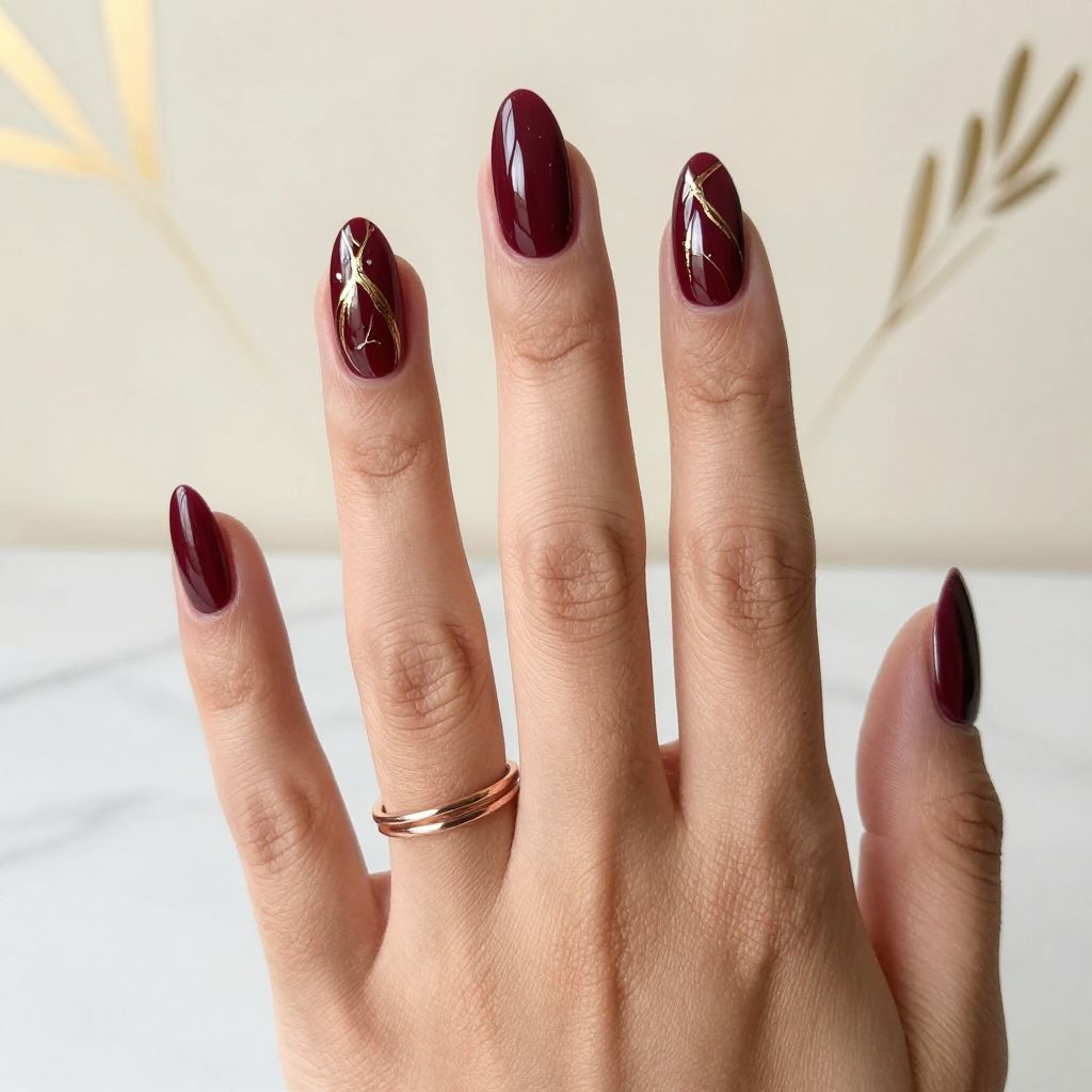 Burgundy with Marbling Effect