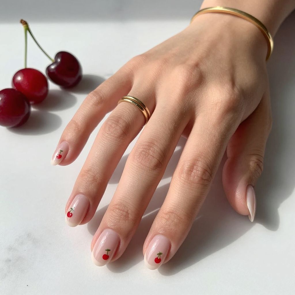 Cherry Accent Nails