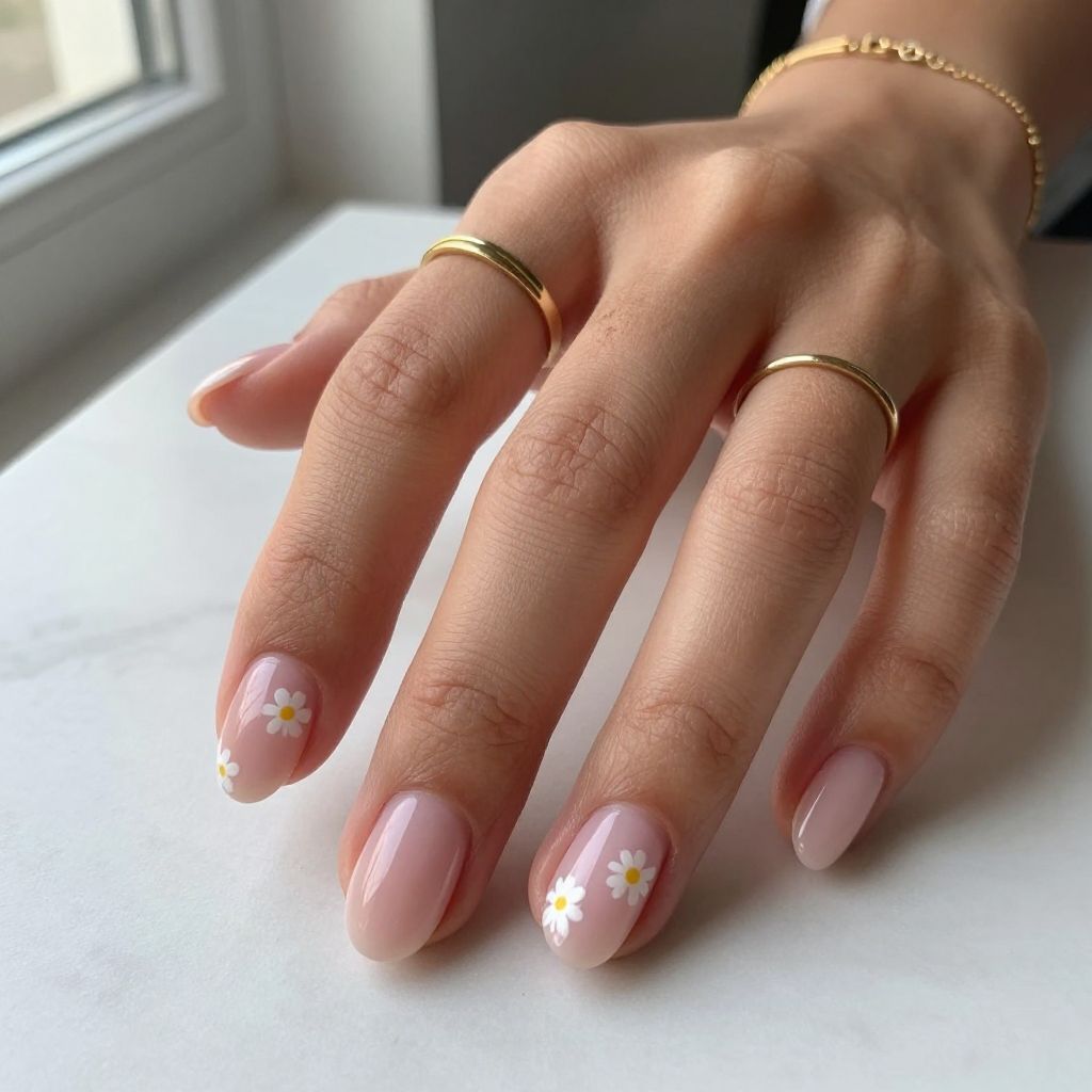 White Daisies on Sheer Pink