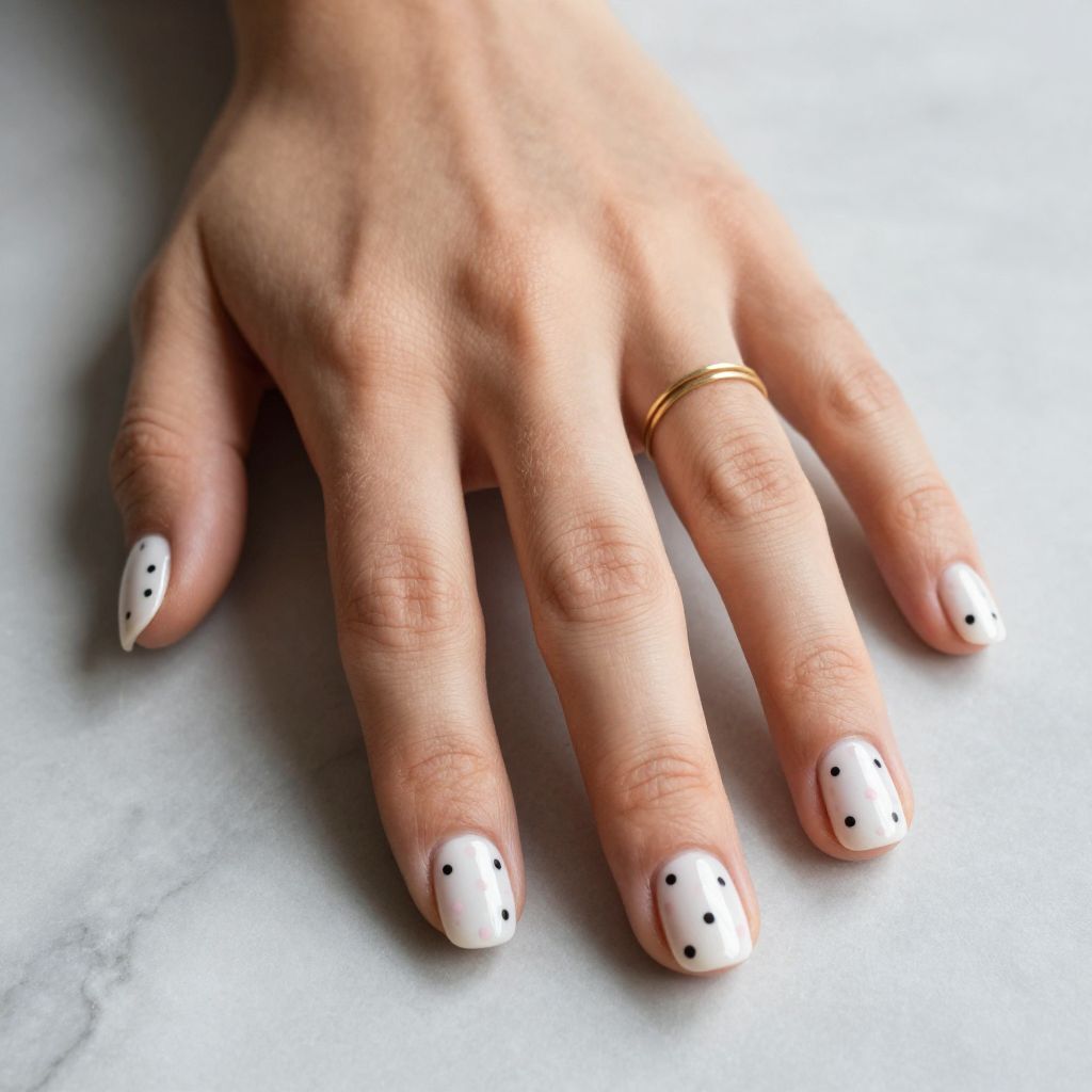 Tiny Polka Dots on Milky White