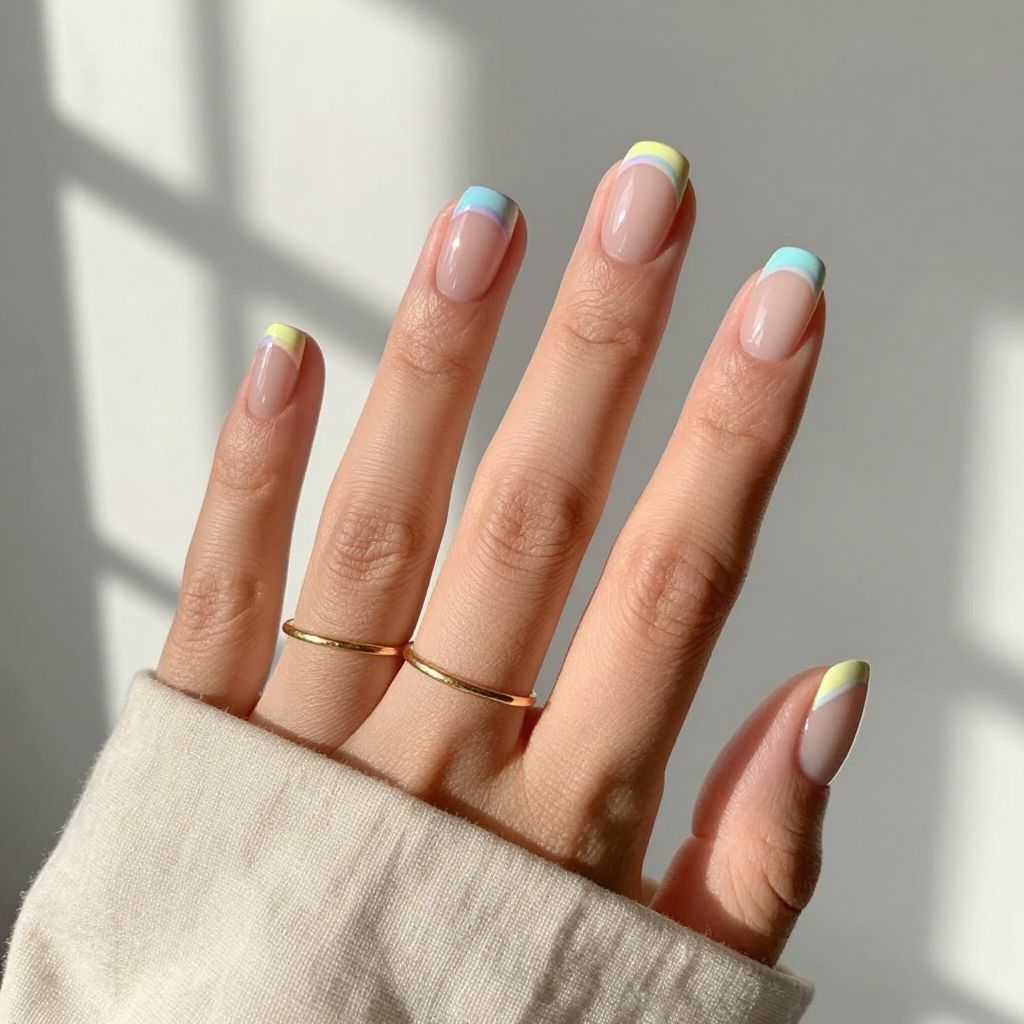 Rainbow Dot Nails