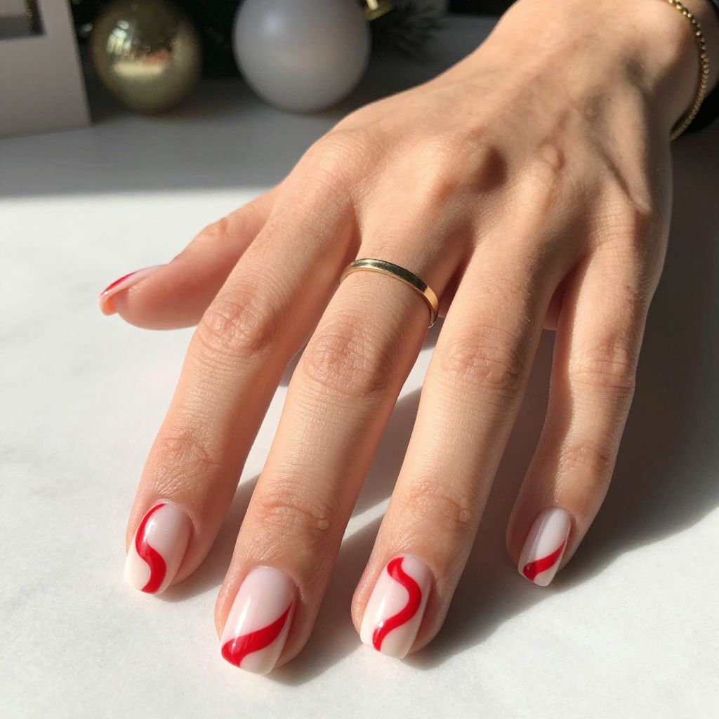 Candy Cane Swirl Nails