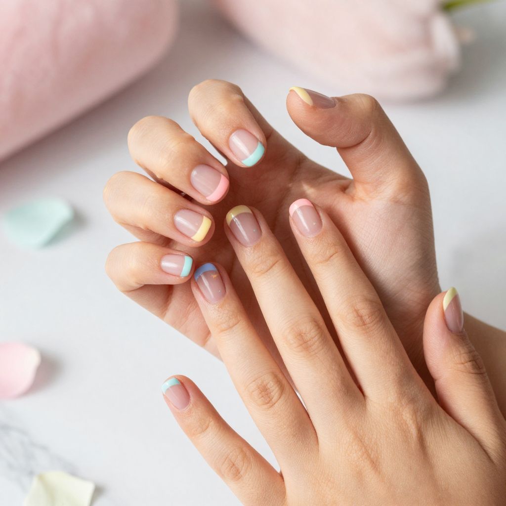 Cute Nail Ideas For Kids - Pastel Rainbow Tips