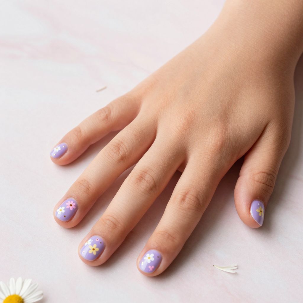 Cute Nail Ideas For Kids - Tiny Flower Nails