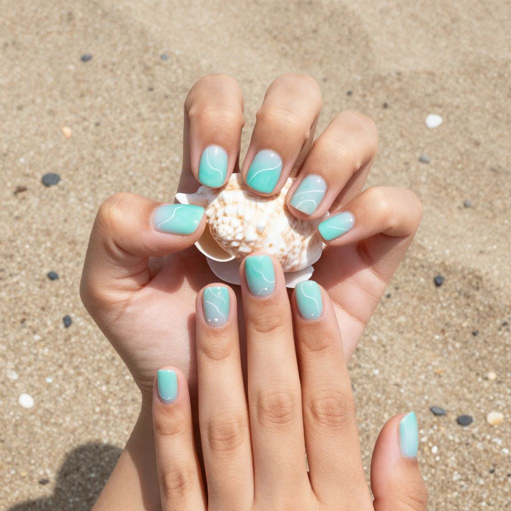 Cute Nail Ideas For Kids - Ocean Wave Nails