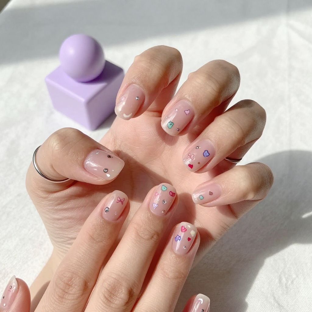 Cute Nail Ideas For Kids - Clear Base Sticker Nails
