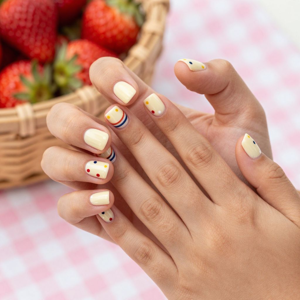 Cute Nail Ideas For Kids - Polka Dot Picnic Nails