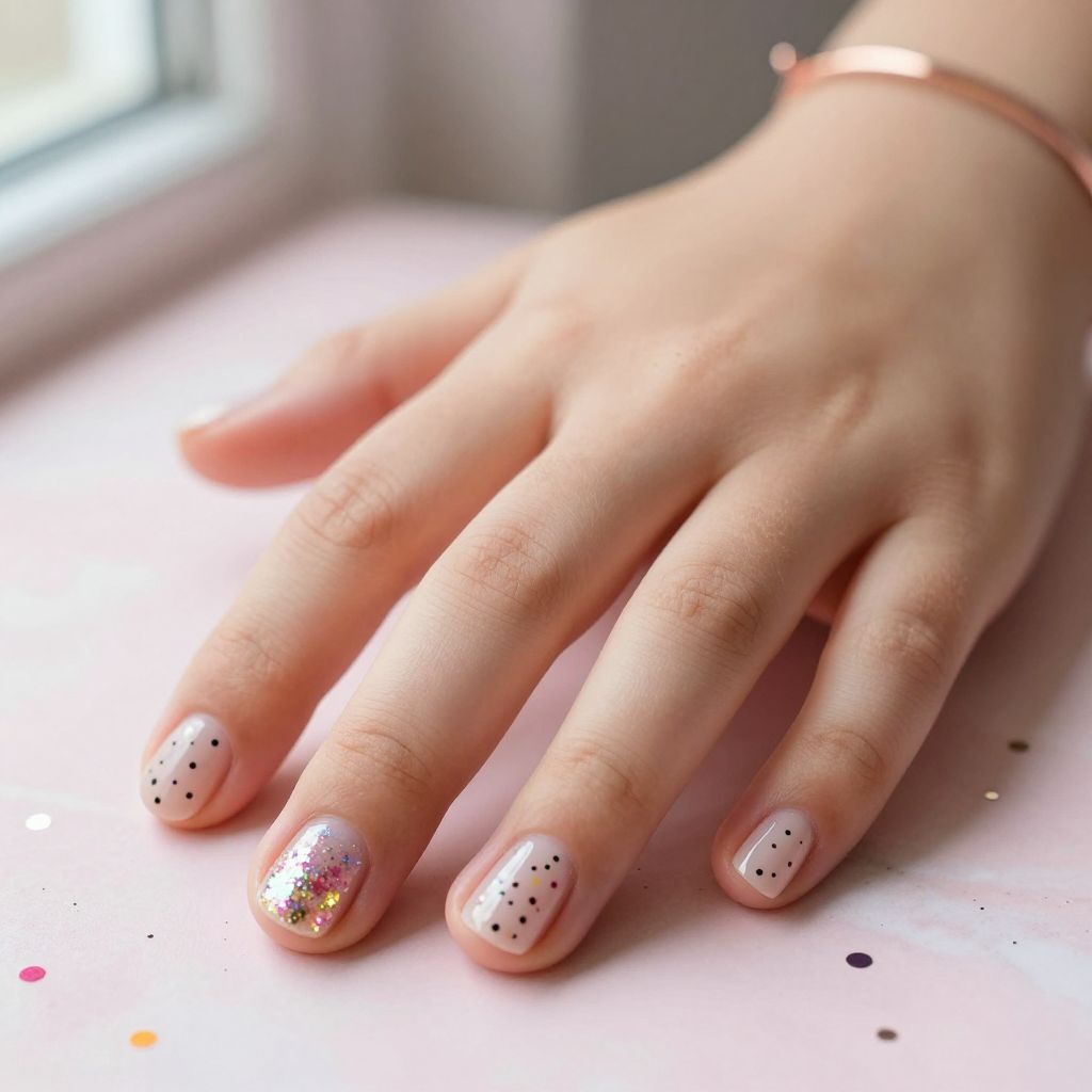 Cute Nail Ideas For Kids - Rainbow Confetti Nails