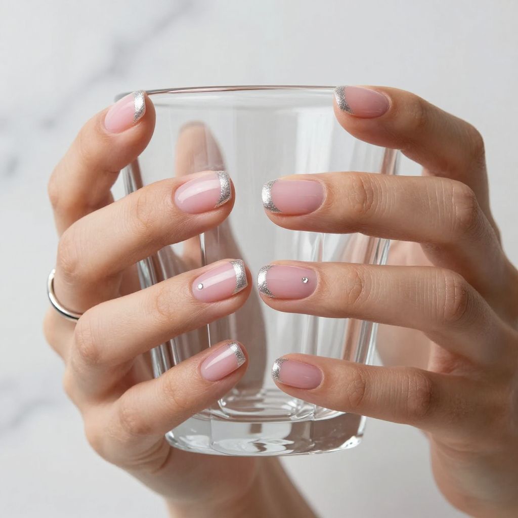 Micro French Spark on short nails