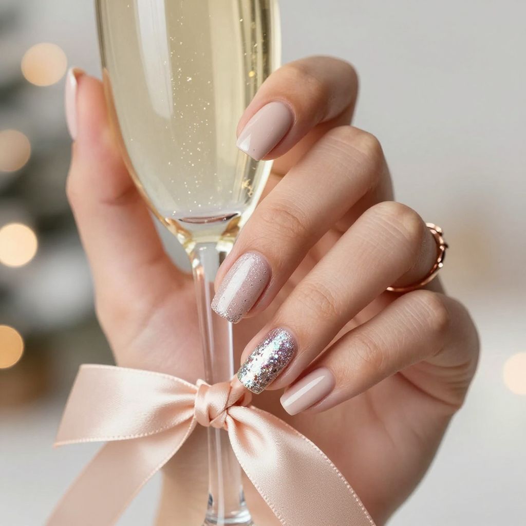 Glitter fade tips short nails