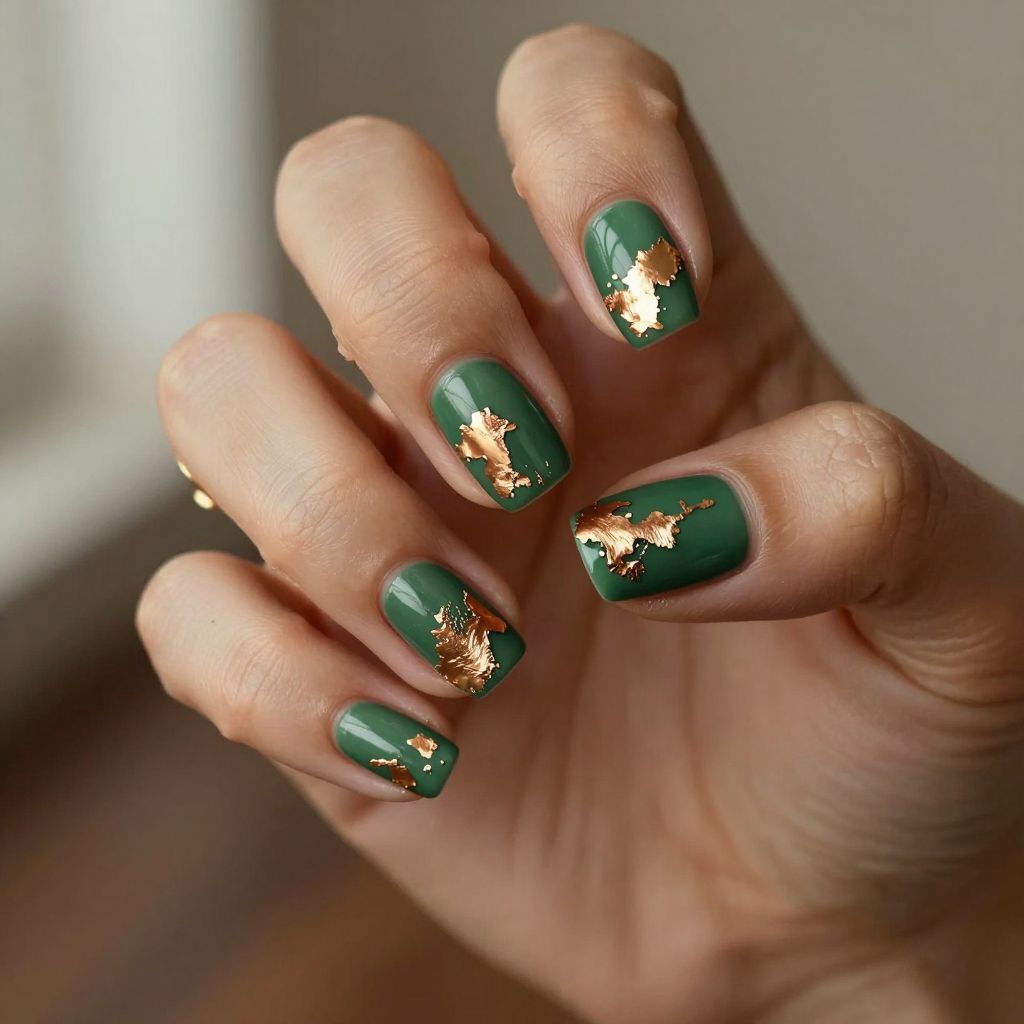 Copper foil accent short nails