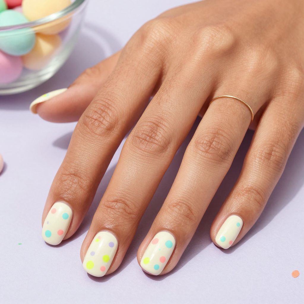 Confetti dot party short nails