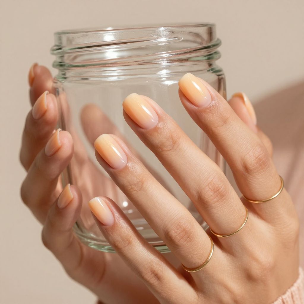 Peach milk gradient short nails