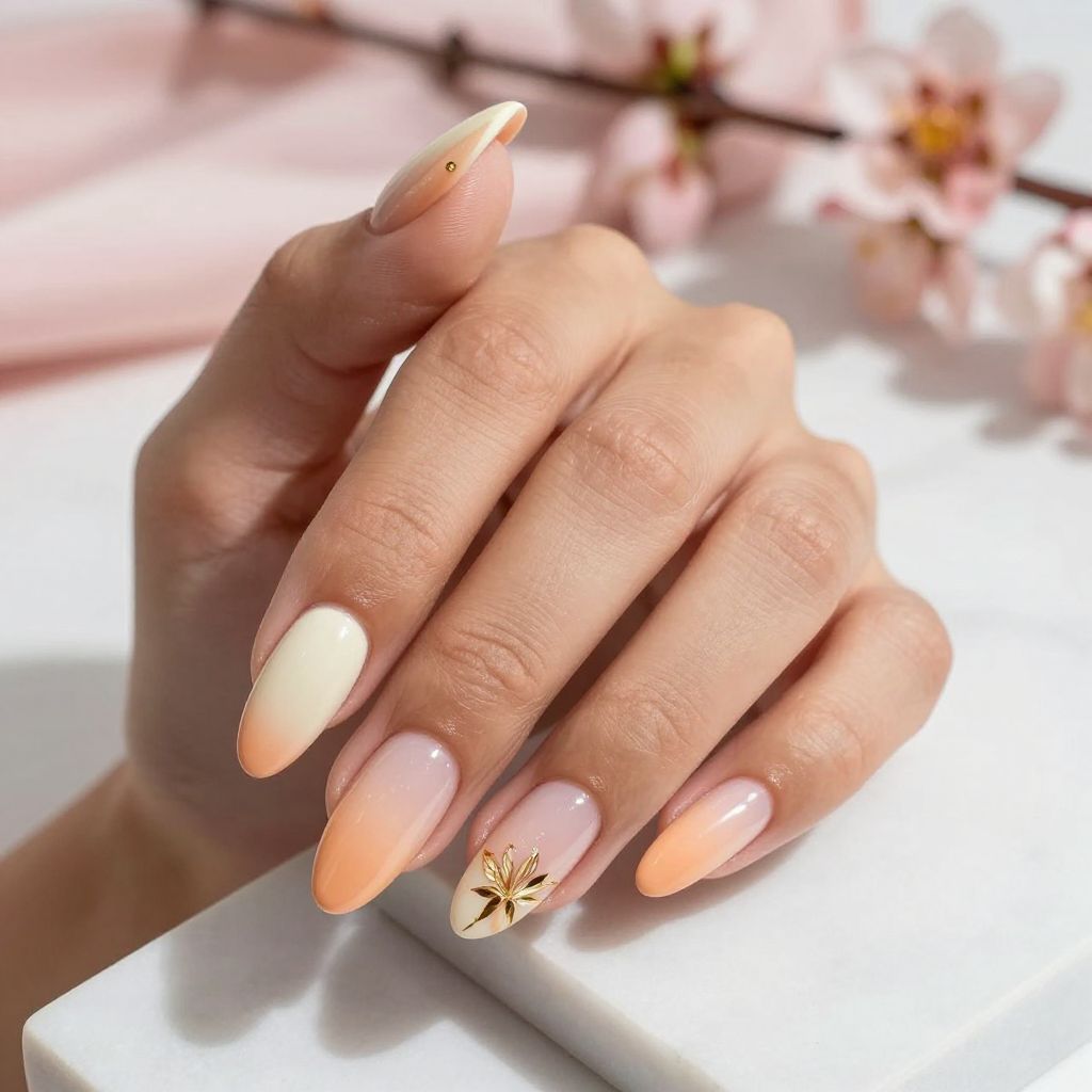 Soft Peach Ombre Nails