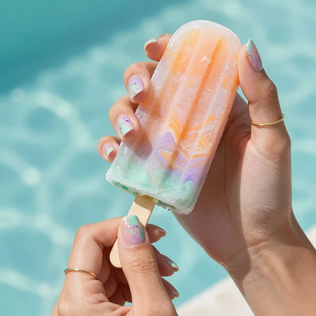 Sorbet Marble Swirl nails