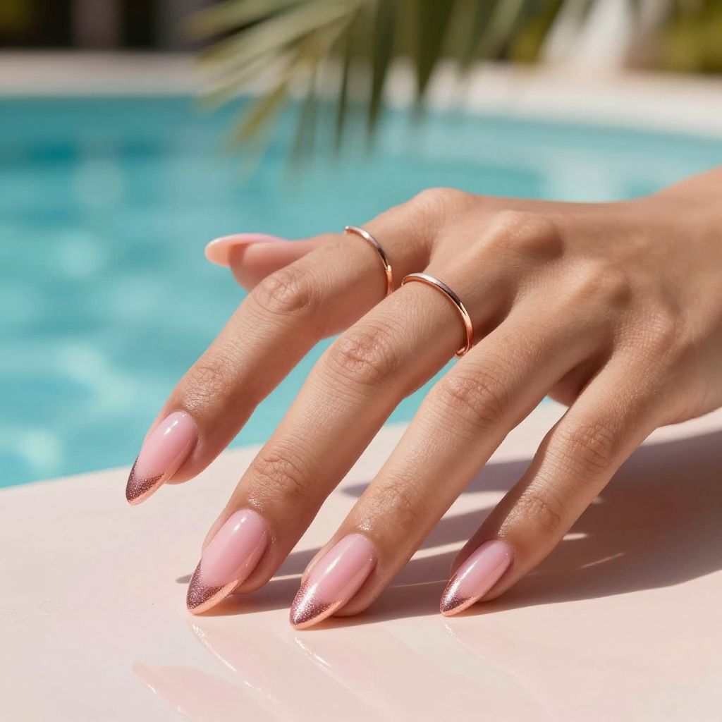 Flamingo Pink Chrome nails