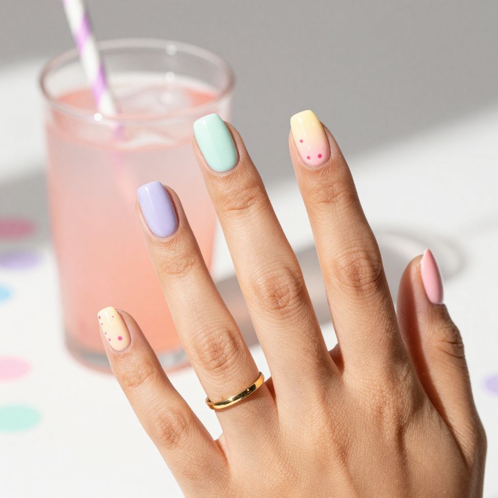 Pastel Confetti Party nails