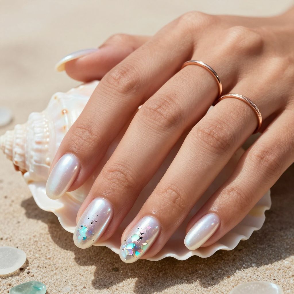 Seashell Foil Dreams nails