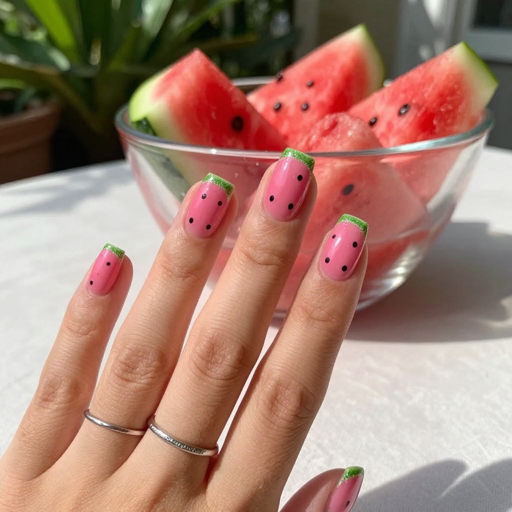 Watermelon Slice nails