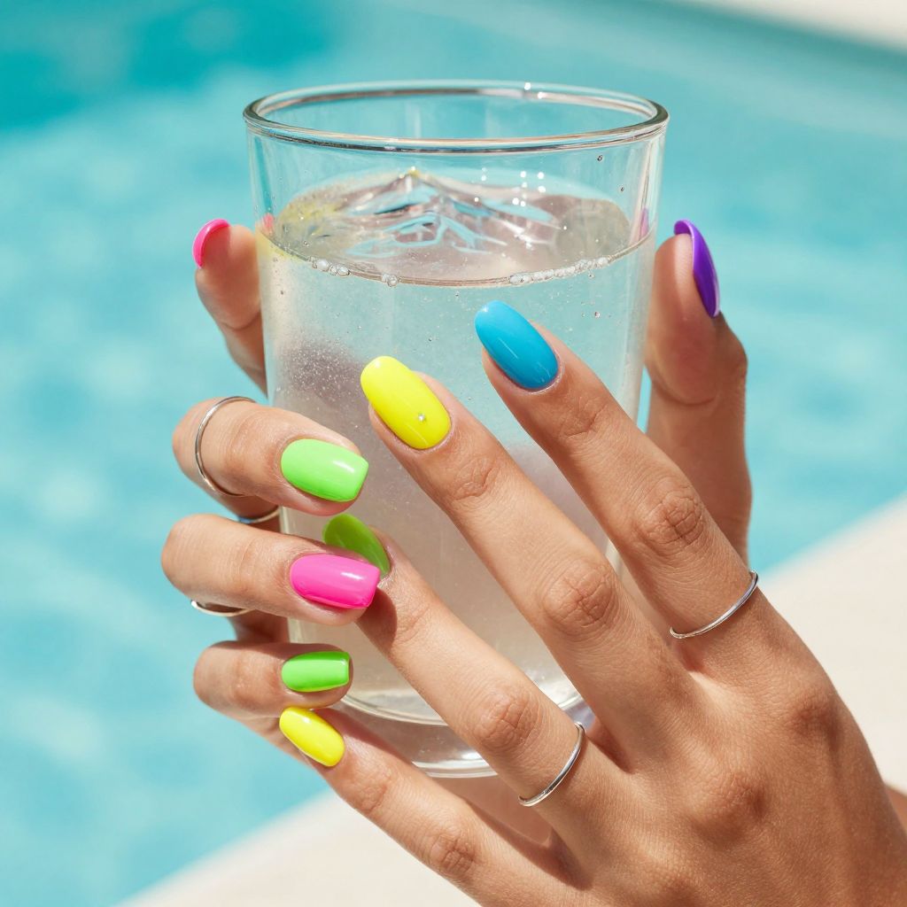 Neon Skittle Mix nails