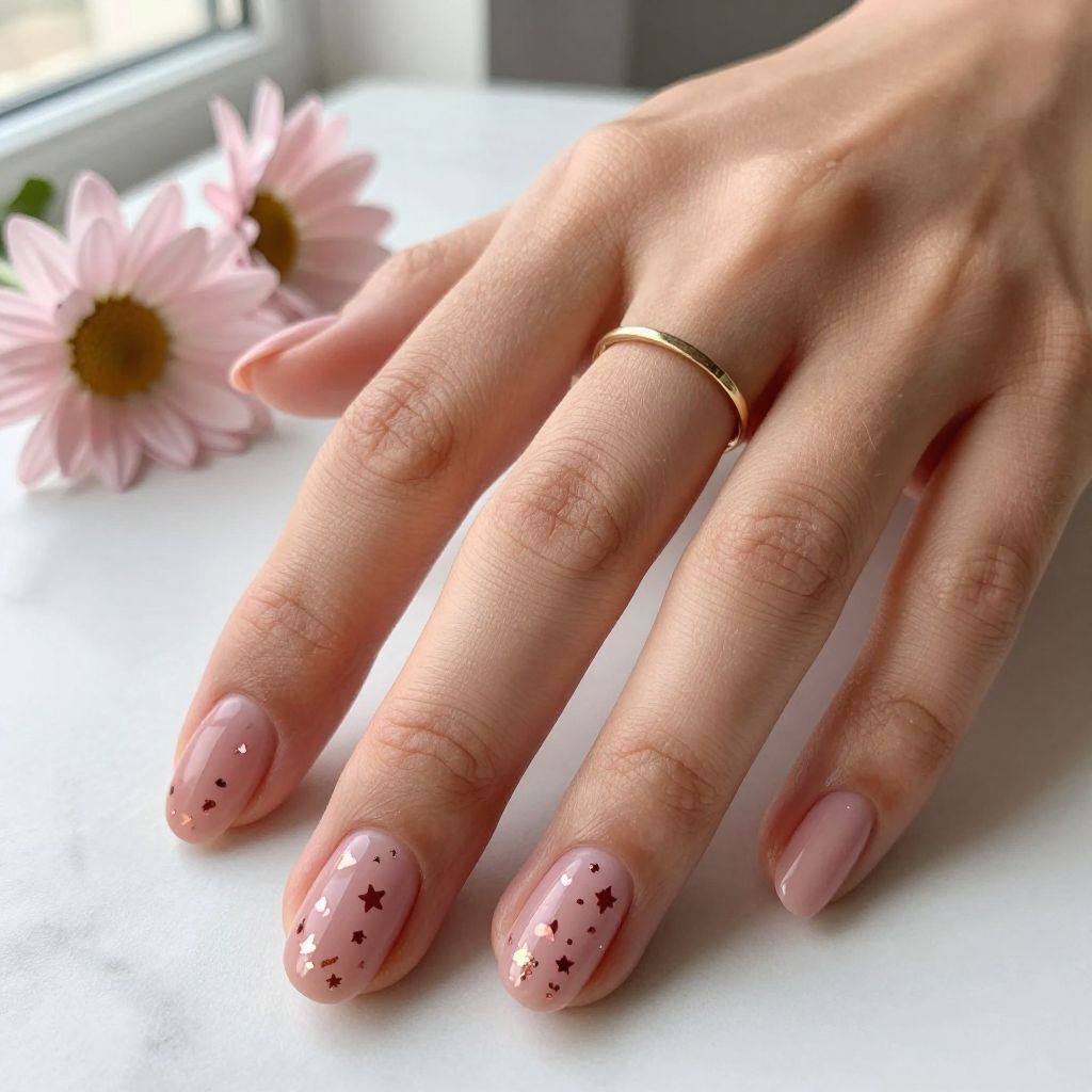 Dusty Rose with Rose Gold Confetti